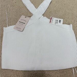 Love Tree White Knit Crop Top